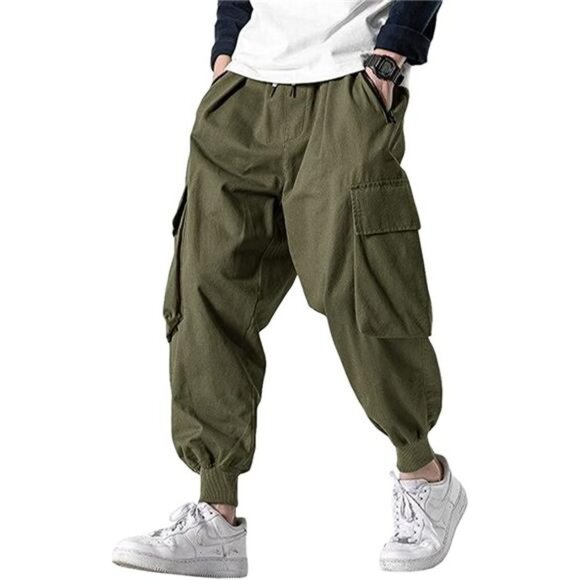 Men's Joggers Pants Casual Baggy Cotton Drawstring Tapered Sweatpants Cargo